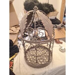 Hanging Decorative Metal Bird Cage, Farmhouse, Rustic, Shabby Chic Decor, 14.5"